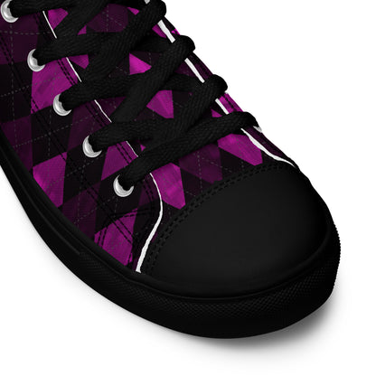 Women’s High Top Canvas Shoes Purple Argyle