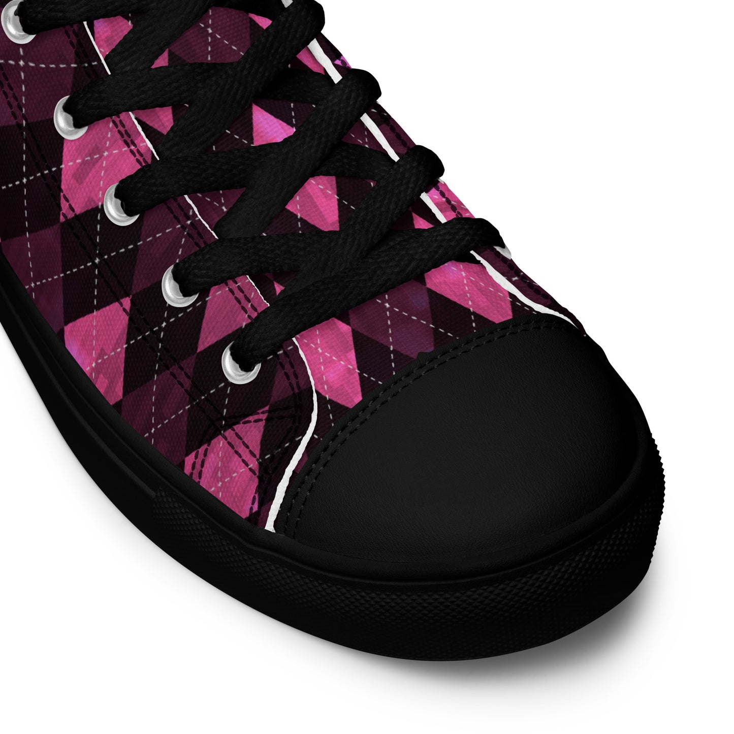 Women’s High Top Canvas Shoes Hot Pink Argyle