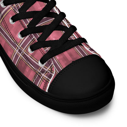 Women’s High Top Canvas Shoes Sakura Pink Plaid