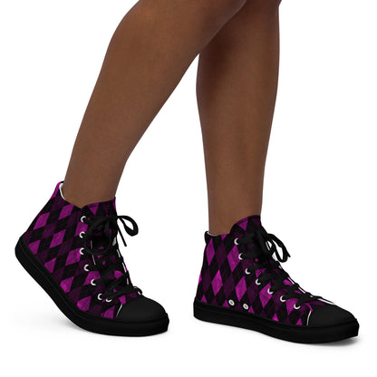 Women’s High Top Canvas Shoes Purple Argyle