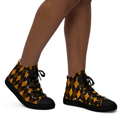 Women’s High Top Canvas Shoes Orange Argyle