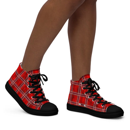 Women’s High Top Canvas Shoes Red Plaid