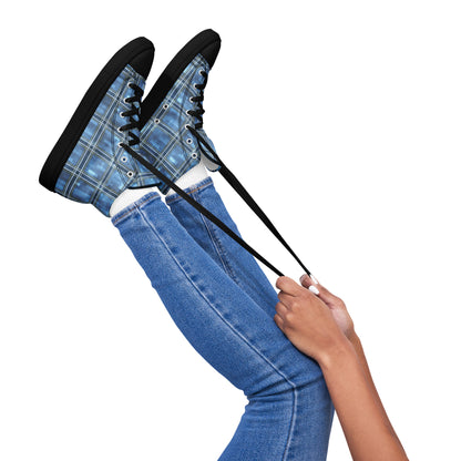 Women’s High Top Canvas Shoes Windward Blue Plaid