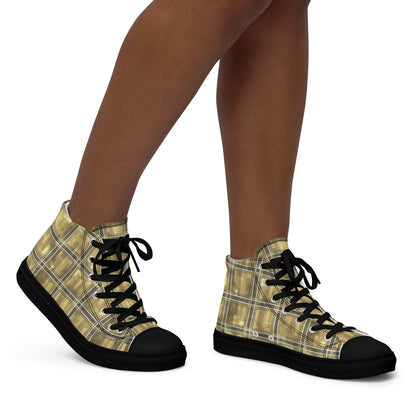 Women’s High Top Canvas Shoes Moonlit Yellow Plaid