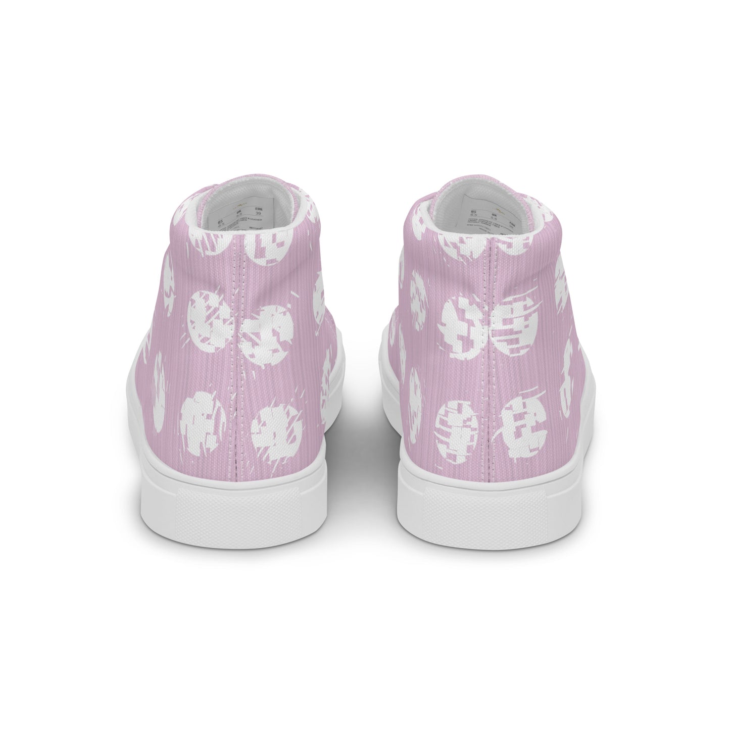 Women’s White Polka Dot Pink High Top Canvas Shoes