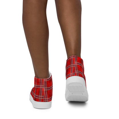 Women’s High Top Canvas Shoes Red Plaid