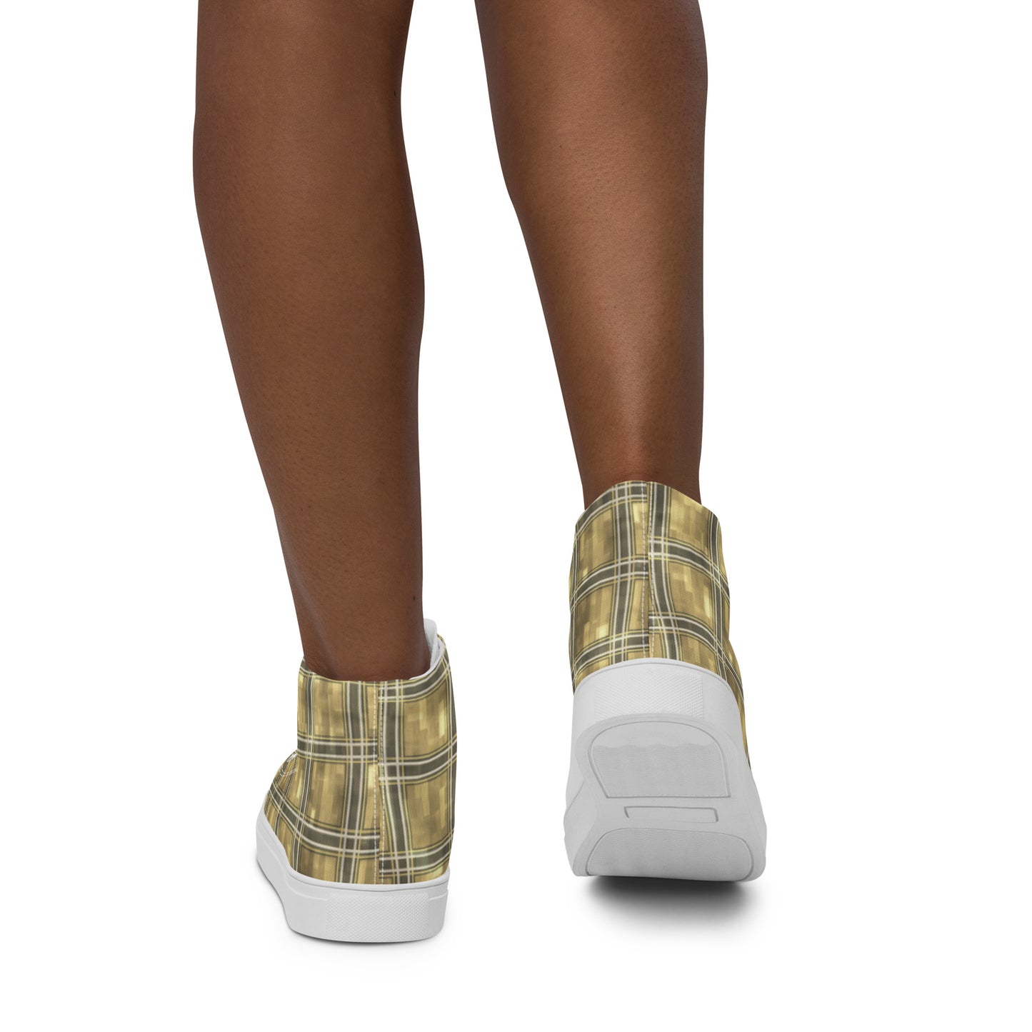 Women’s High Top Canvas Shoes Moonlit Yellow Plaid