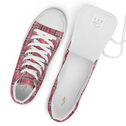 Women’s High Top Canvas Shoes Sakura Pink Plaid