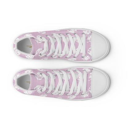 Women’s White Polka Dot Pink High Top Canvas Shoes