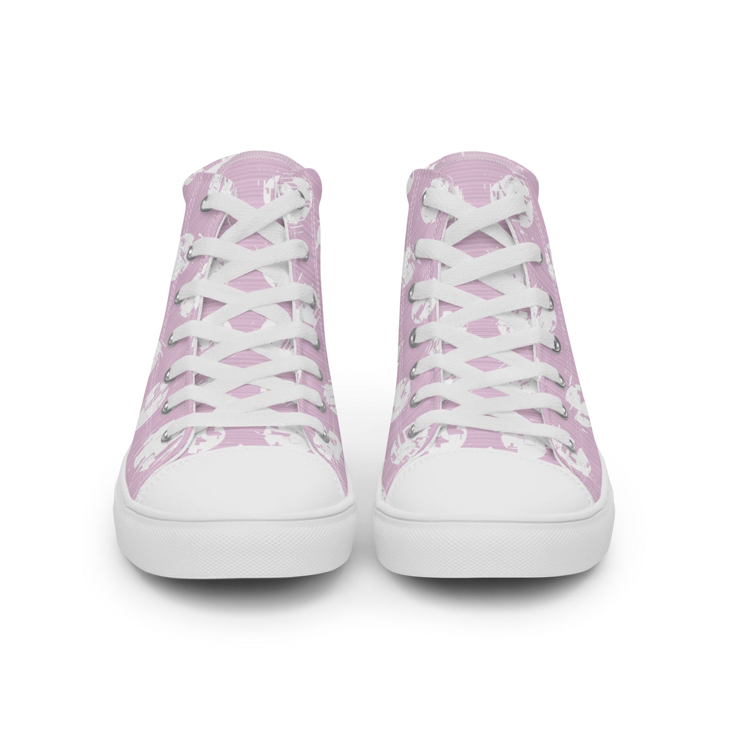 Women’s White Polka Dot Pink High Top Canvas Shoes