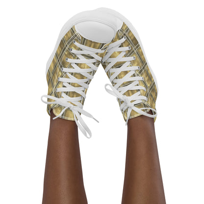 Women’s High Top Canvas Shoes Moonlit Yellow Plaid