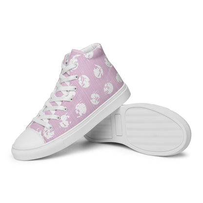 Women’s White Polka Dot Pink High Top Canvas Shoes