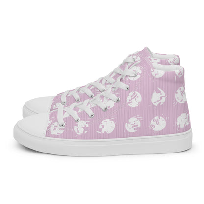 Women’s White Polka Dot Pink High Top Canvas Shoes