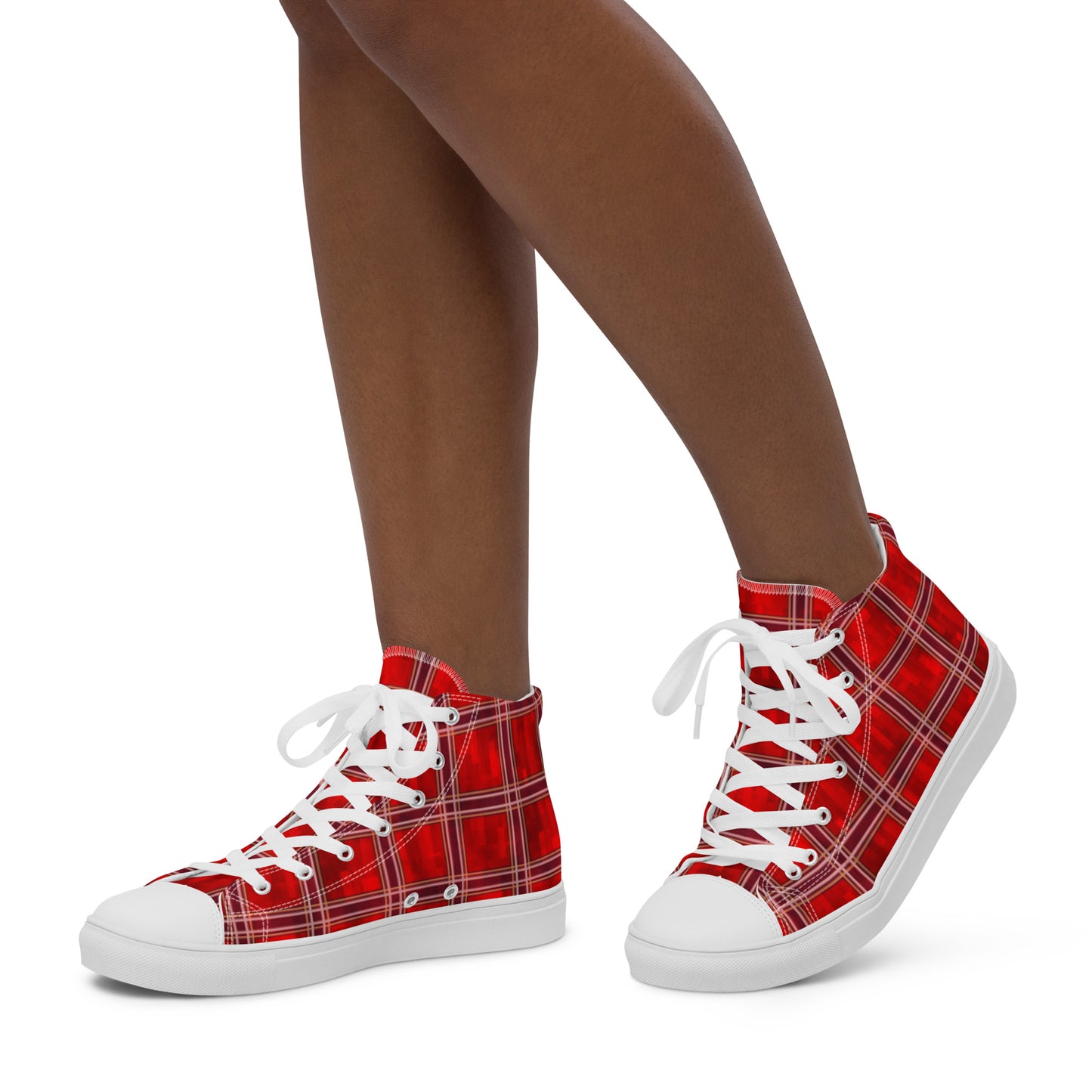 Women’s High Top Canvas Shoes Red Plaid