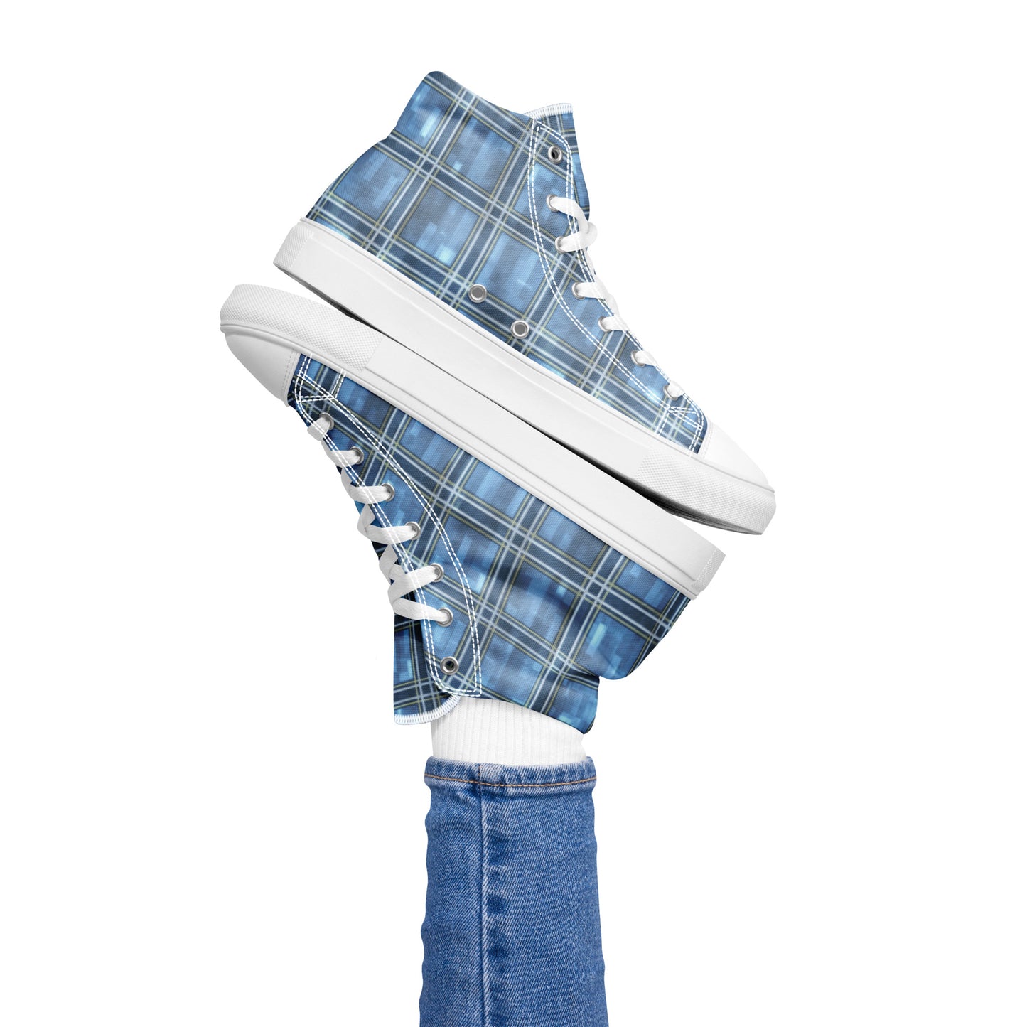 Women’s High Top Canvas Shoes Windward Blue Plaid