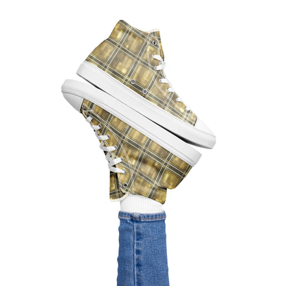 Women’s High Top Canvas Shoes Moonlit Yellow Plaid