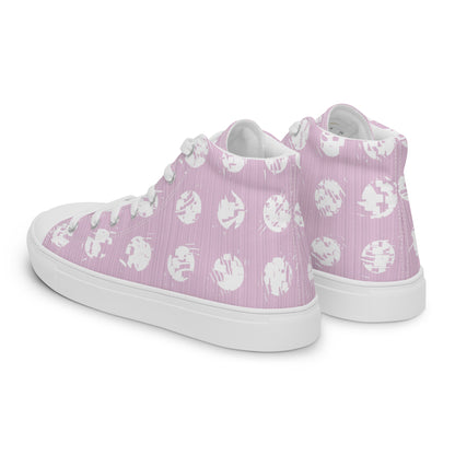 Women’s White Polka Dot Pink High Top Canvas Shoes