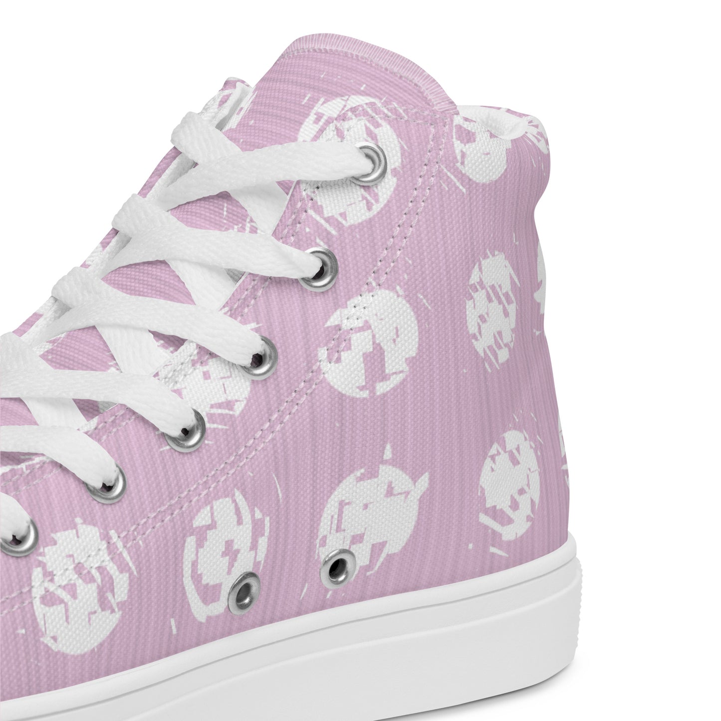 Women’s White Polka Dot Pink High Top Canvas Shoes