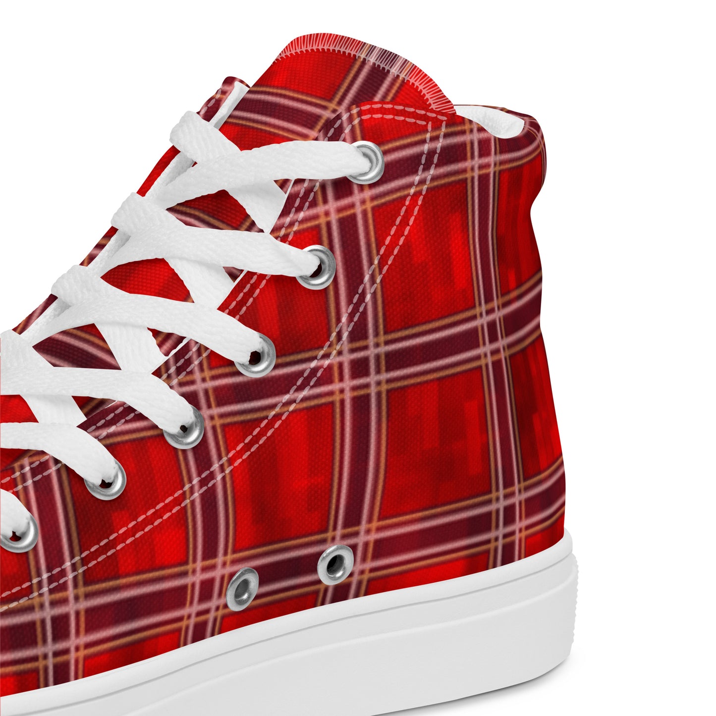 Women’s High Top Canvas Shoes Red Plaid