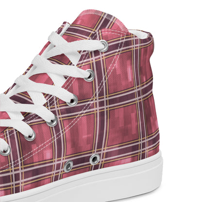 Women’s High Top Canvas Shoes Sakura Pink Plaid