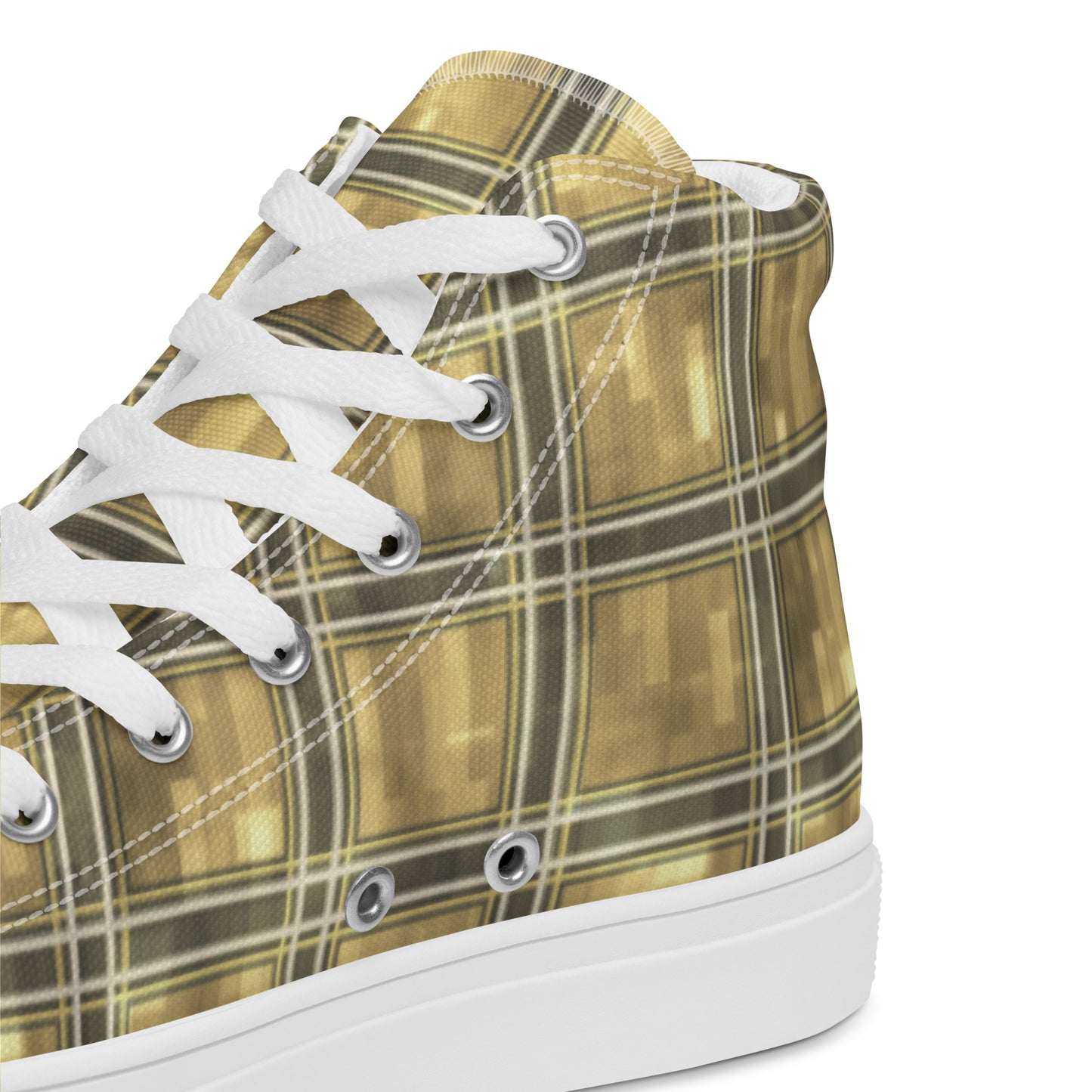 Women’s High Top Canvas Shoes Moonlit Yellow Plaid