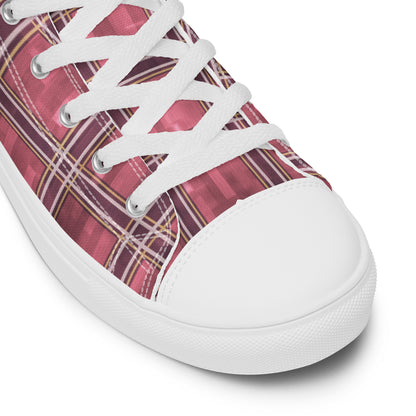 Women’s High Top Canvas Shoes Sakura Pink Plaid