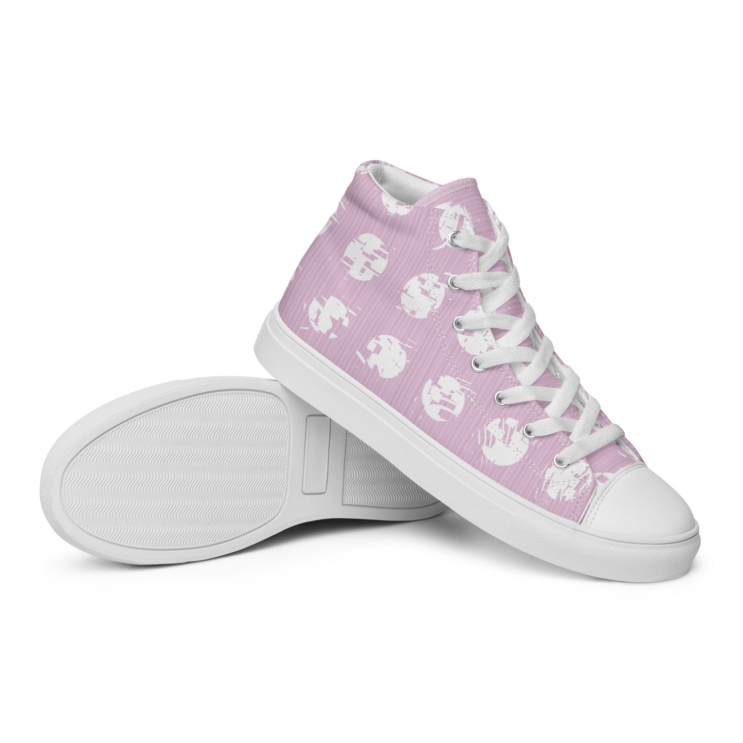 Women’s White Polka Dot Pink High Top Canvas Shoes