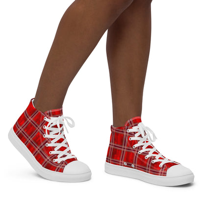 Women’s High Top Canvas Shoes Red Plaid