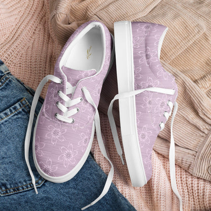 Women's Light Pink Lace-Up Canvas Shoes