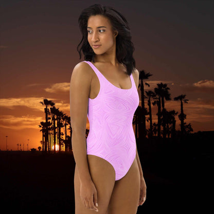 One-Piece Swimsuit Pink Tie-Dye