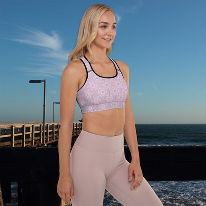 Women's Light Pink Floral Padded Sports Bra