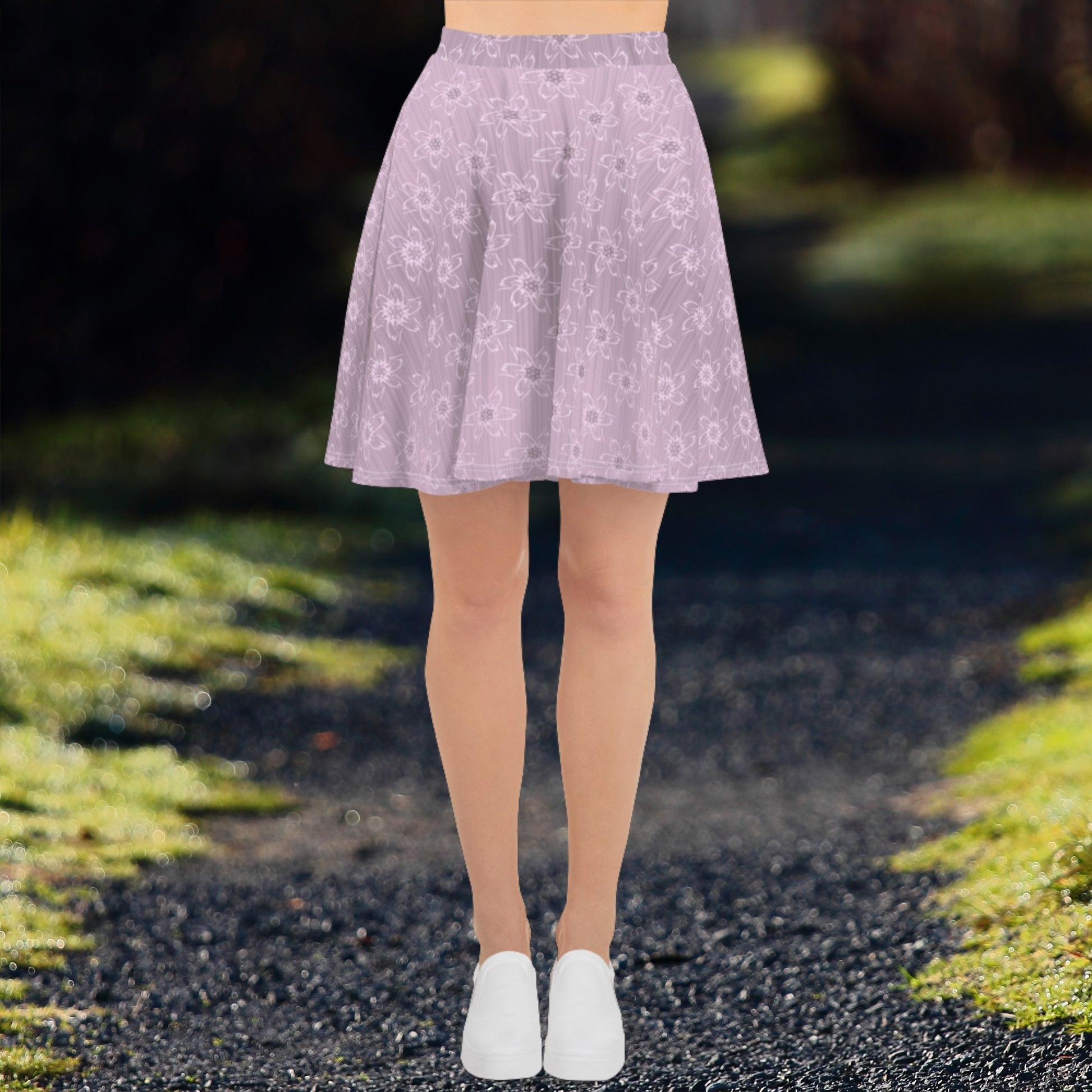 Women's Light Pink Floral Skater Skirt