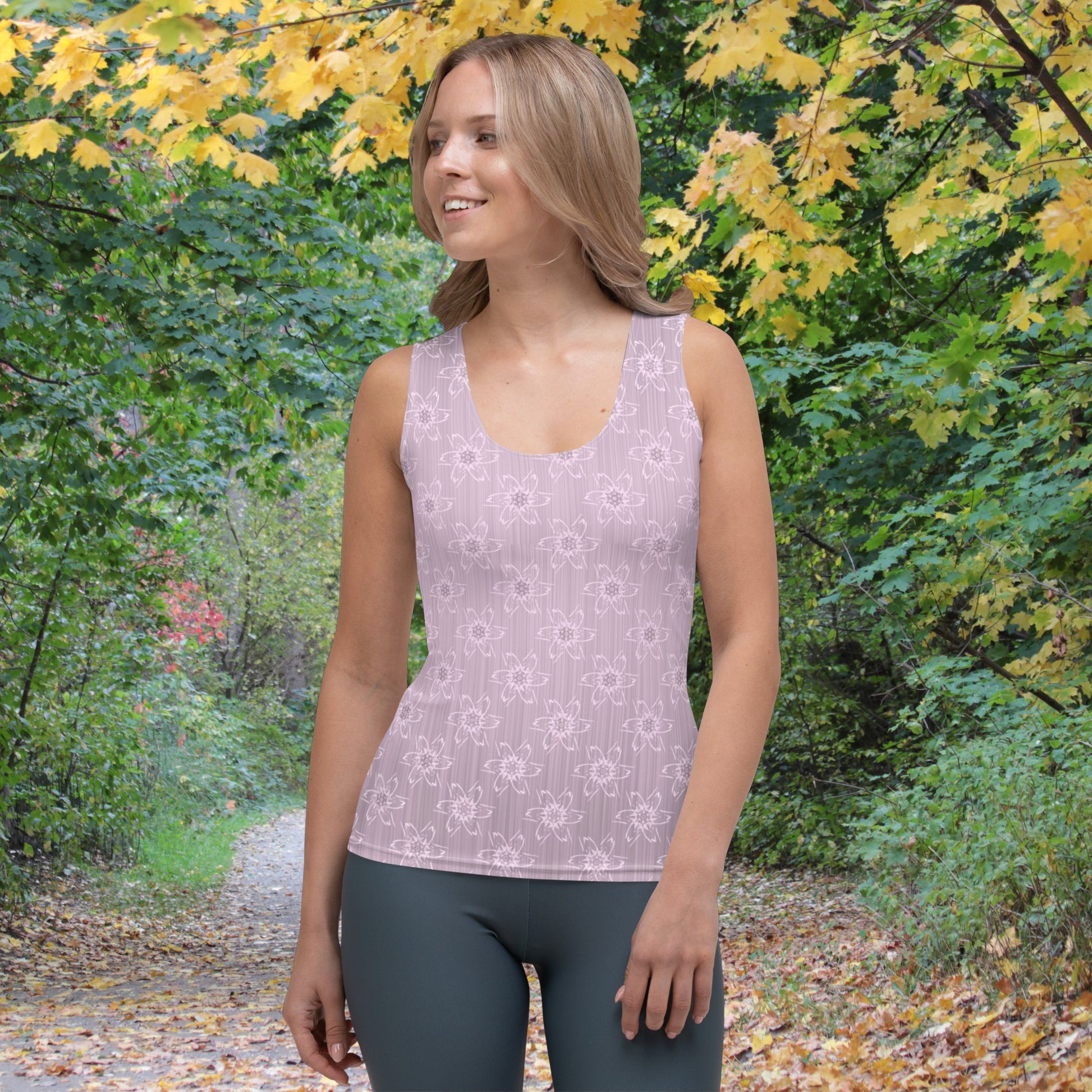 Women's Light Pink Floral Tank Top