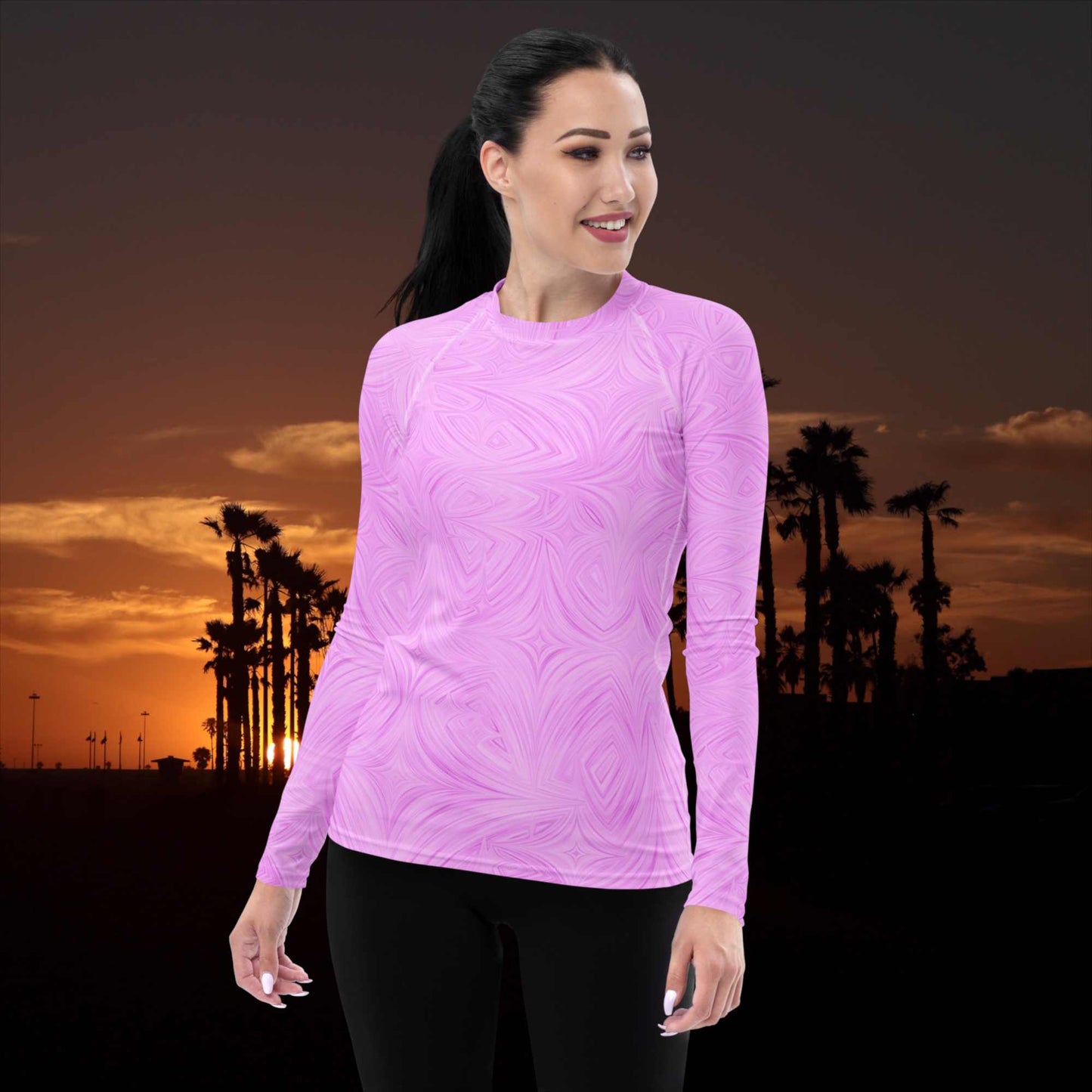 Women's Rash Guard Pink Tie-Dye