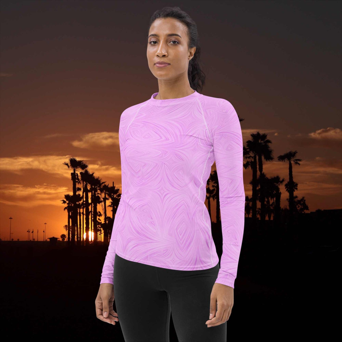 Women's Rash Guard Pink Tie-Dye