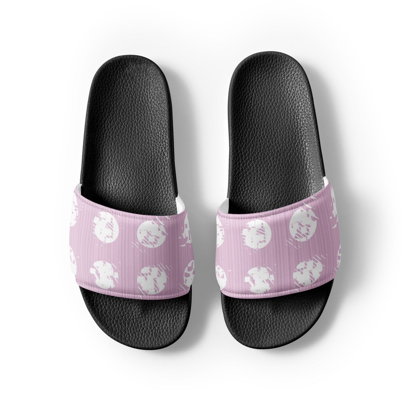 Women's White Polka Dot Pink Slides