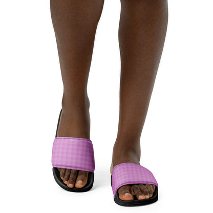 Women's Slides Pink Houndstooth-Gingham Mix