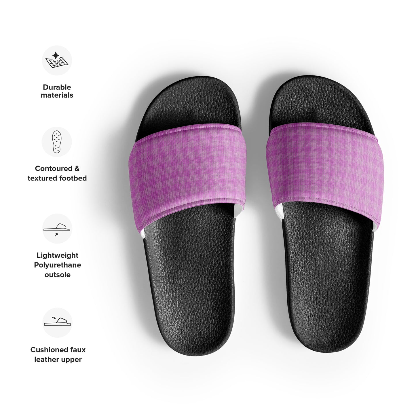 Women's Slides Pink Houndstooth-Gingham Mix