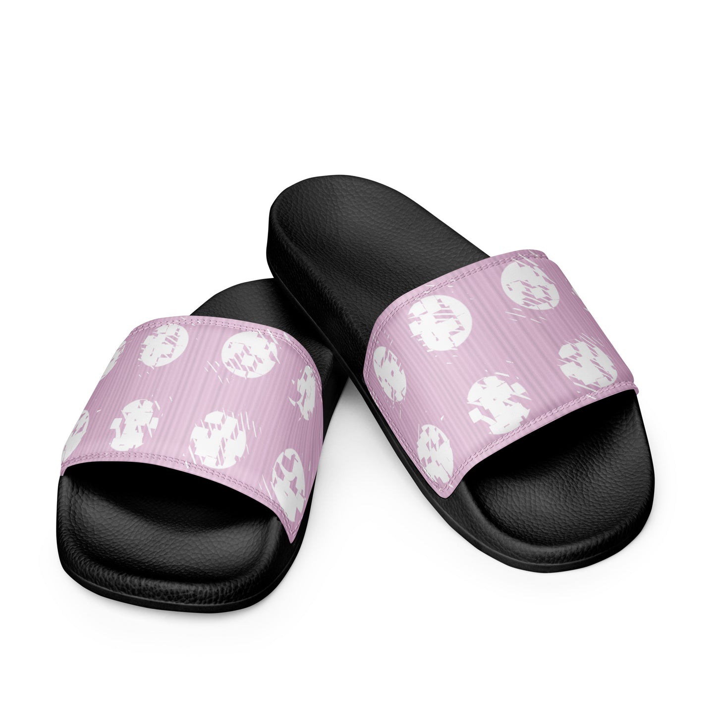 Women's White Polka Dot Pink Slides