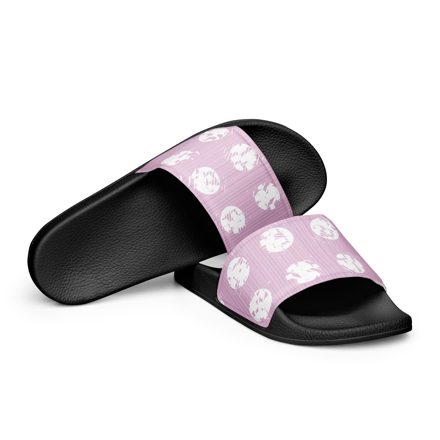 Women's White Polka Dot Pink Slides