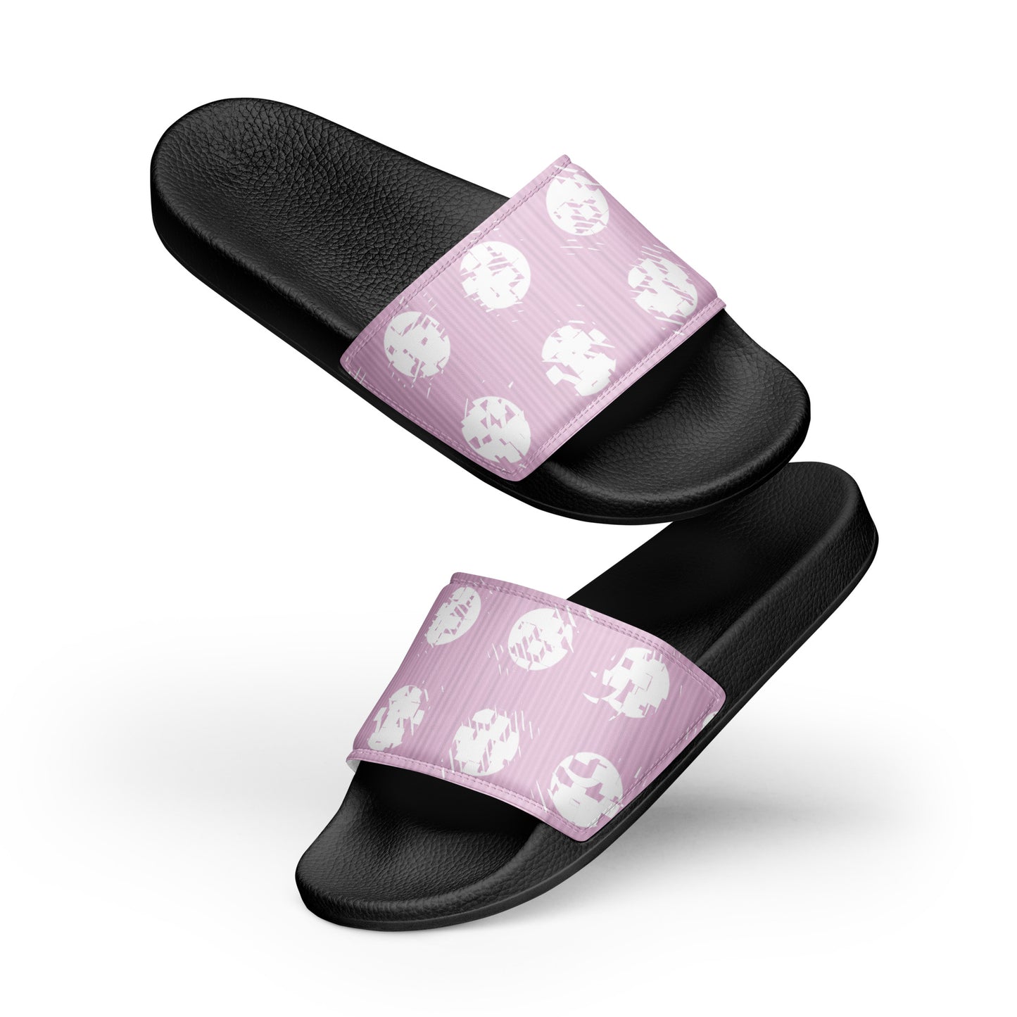 Women's White Polka Dot Pink Slides