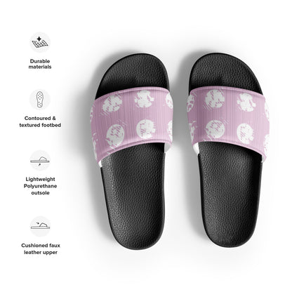 Women's White Polka Dot Pink Slides