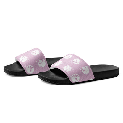 Women's White Polka Dot Pink Slides