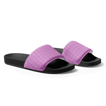 Women's Slides Pink Houndstooth-Gingham Mix