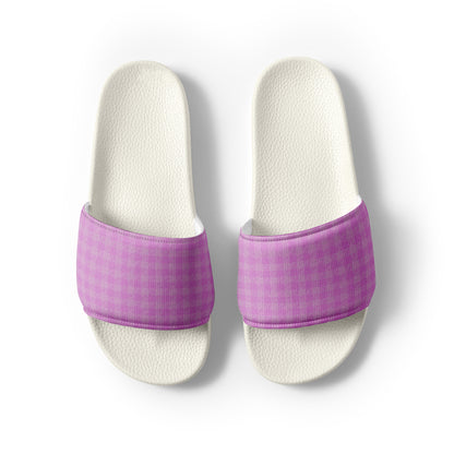 Women's Slides Pink Houndstooth-Gingham Mix