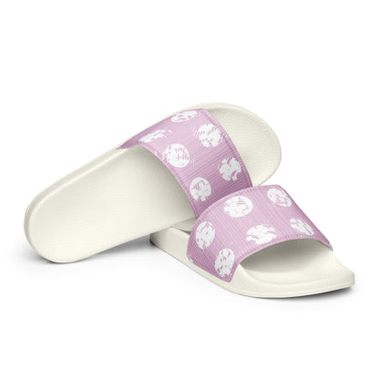 Women's White Polka Dot Pink Slides