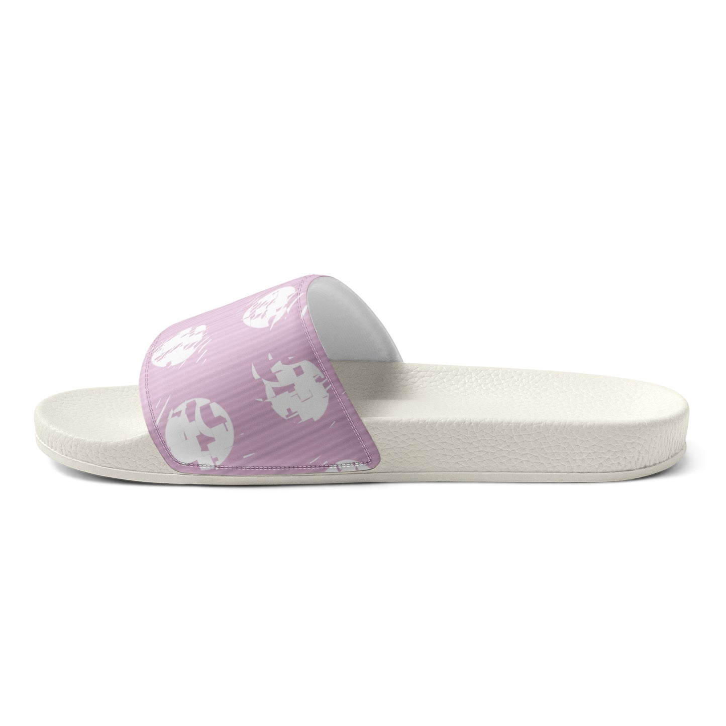 Women's White Polka Dot Pink Slides