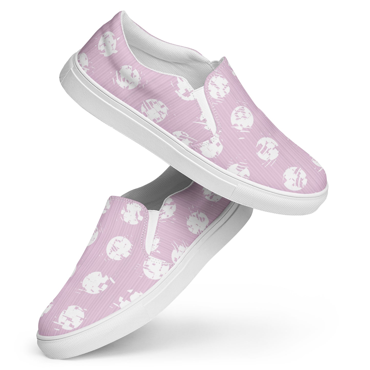 Women’s White Polka Dot Pink Slip-On Canvas Shoes