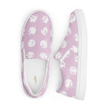 Women’s White Polka Dot Pink Slip-On Canvas Shoes