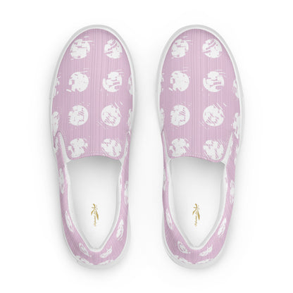 Women’s White Polka Dot Pink Slip-On Canvas Shoes